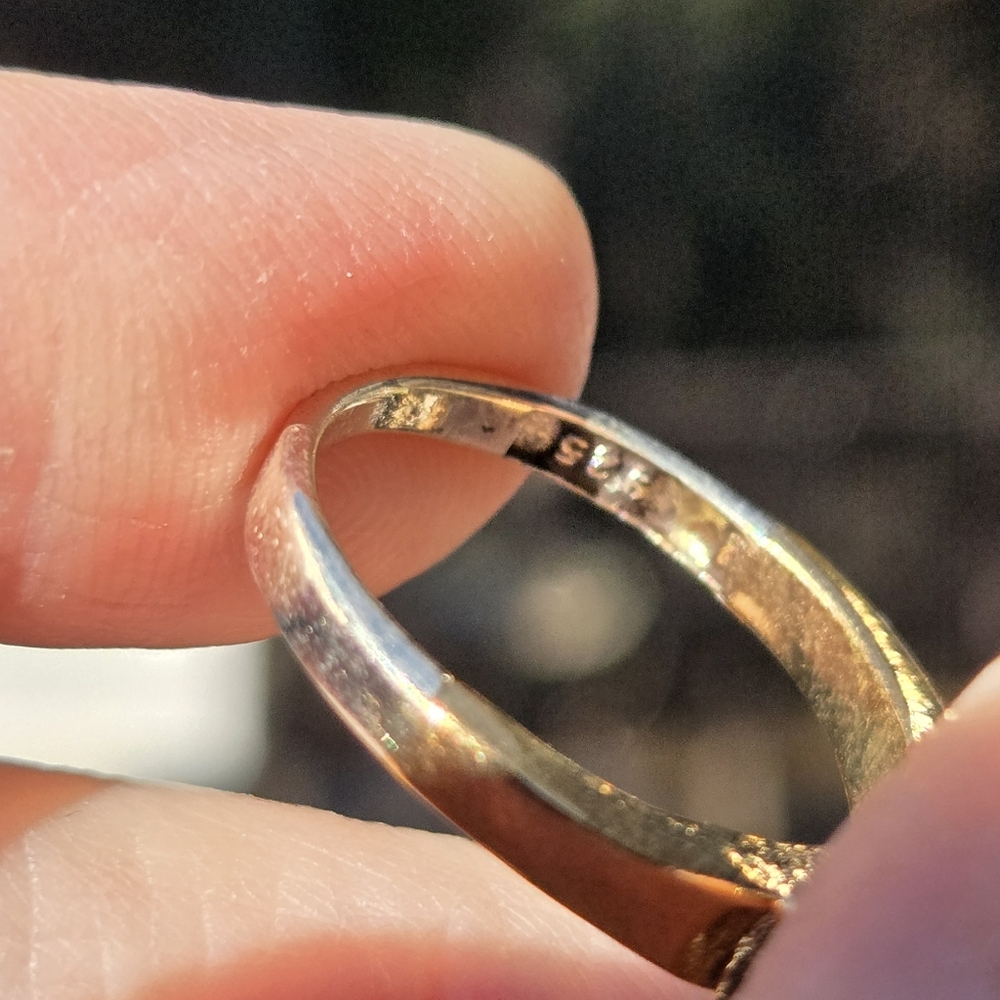 Black onyx & white Topaz star Sterling Gold & Bronze ring sz8 - Picture 10 of 10